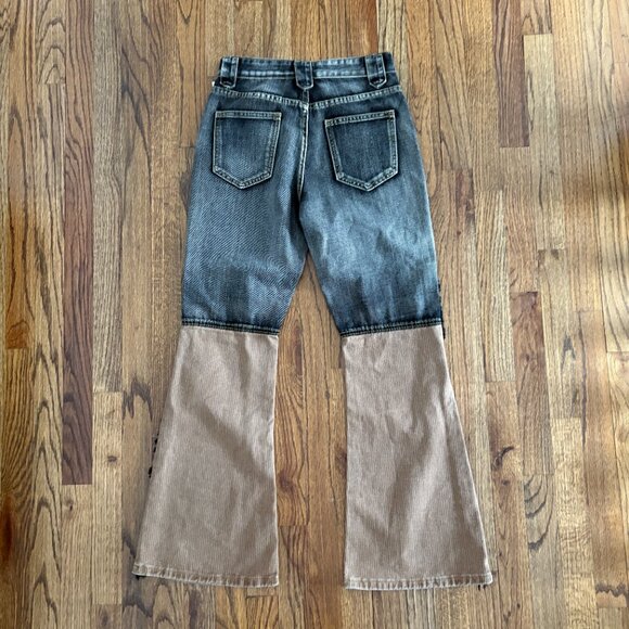 Byunli Fairy Grunge Urban Wild Fringe Two Tone Brown Denim Size Medium NWT - Picture 2 of 8
